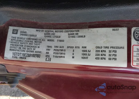 2008 GMC Canyon Sle2 z USA, uszkodzony, nr VIN 1GTDT19E288102703